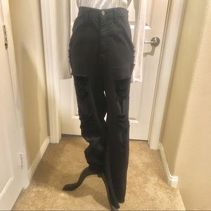 High Waisted Distressed Jeans